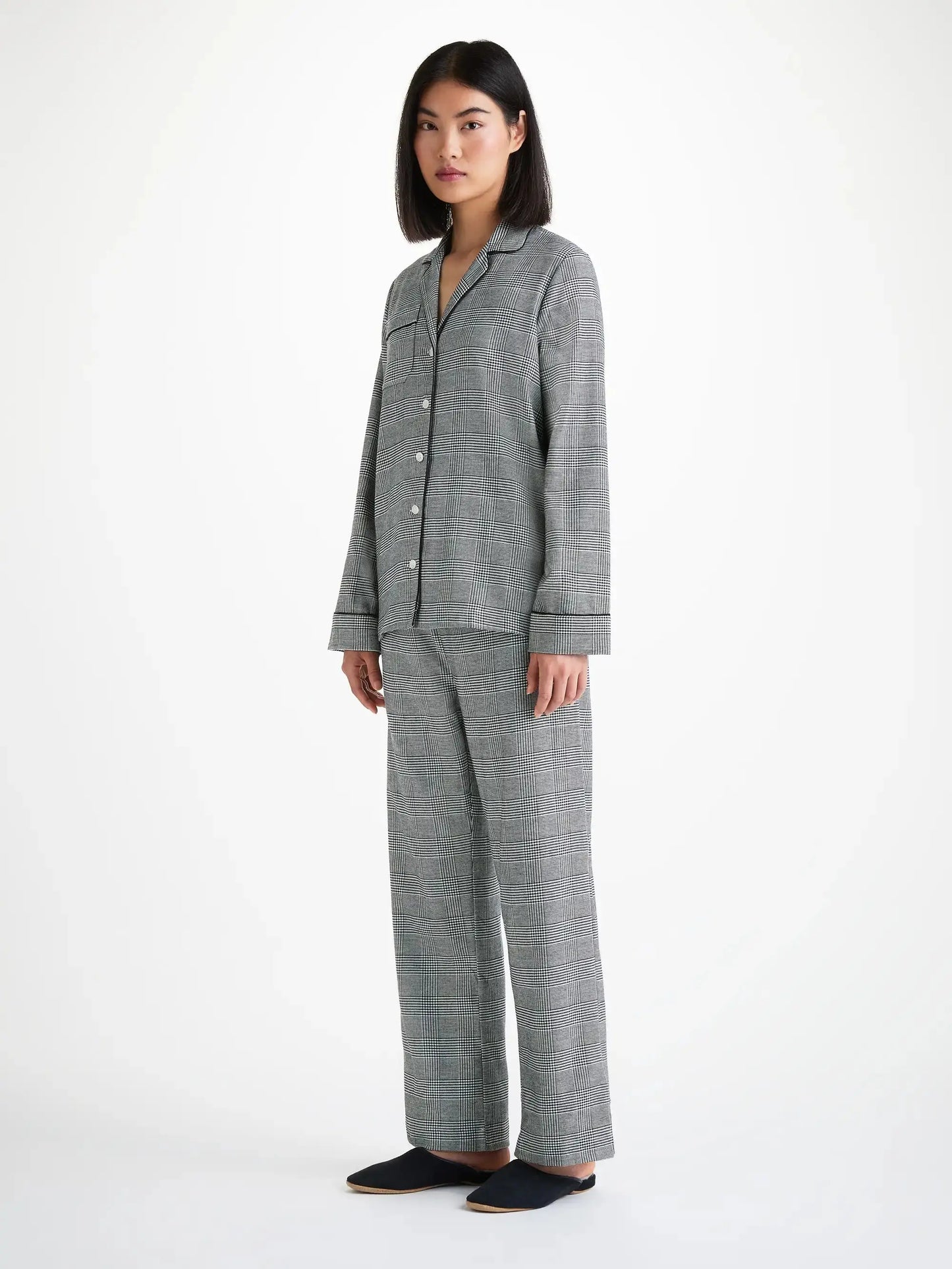 Derek Rose Women's Pyjamas Kelburn 42 Brushed Cotton Black Derek Rose