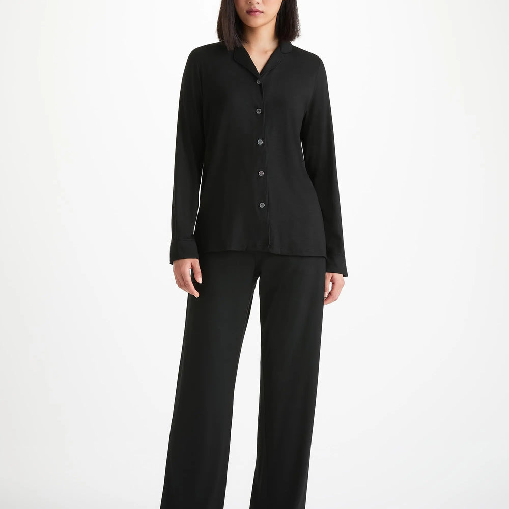 Derek Rose Women's Pyjamas Lara Micro Modal Stretch Black Derek Rose