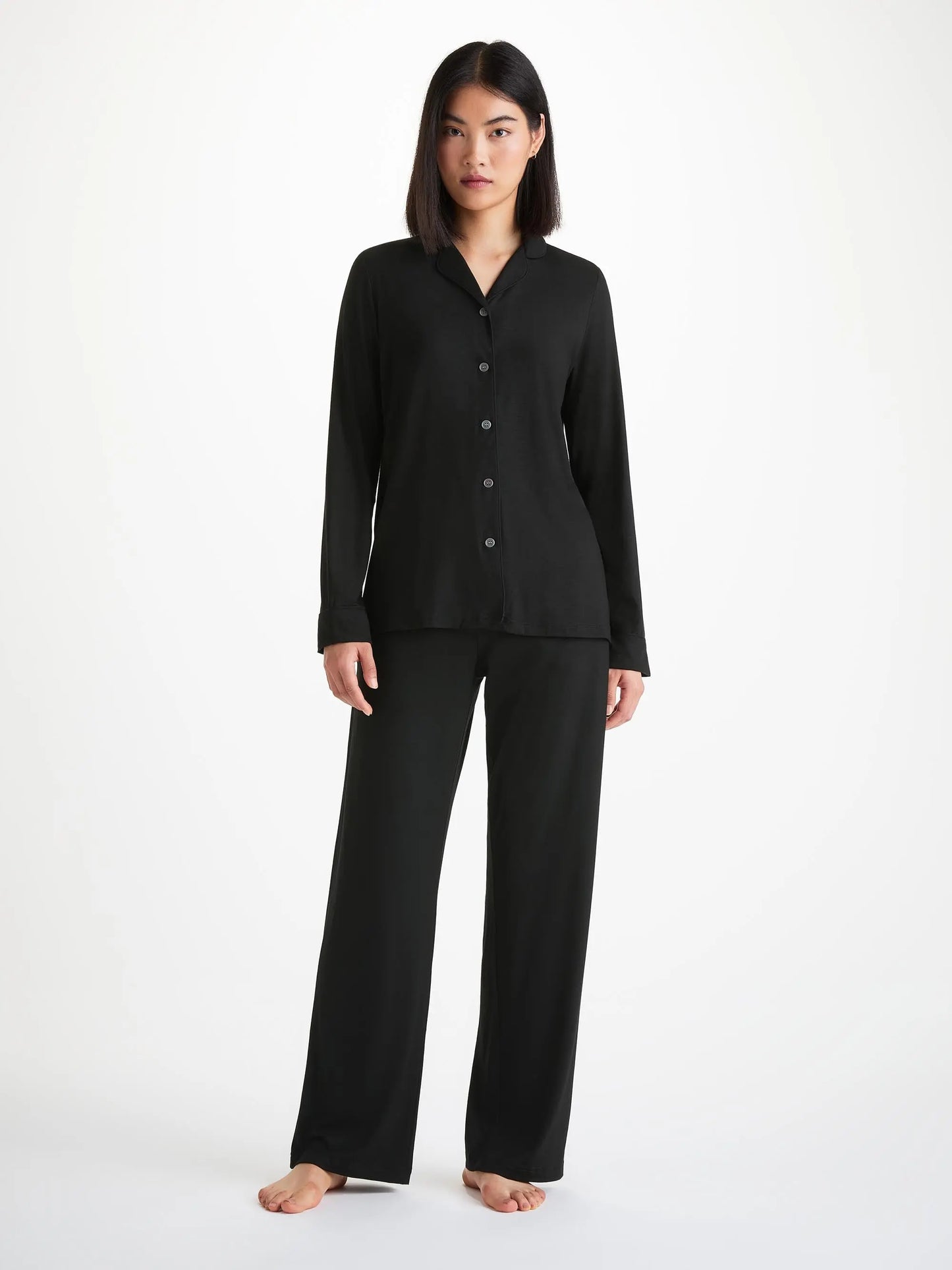 Derek Rose Women's Pyjamas Lara Micro Modal Stretch Black Derek Rose