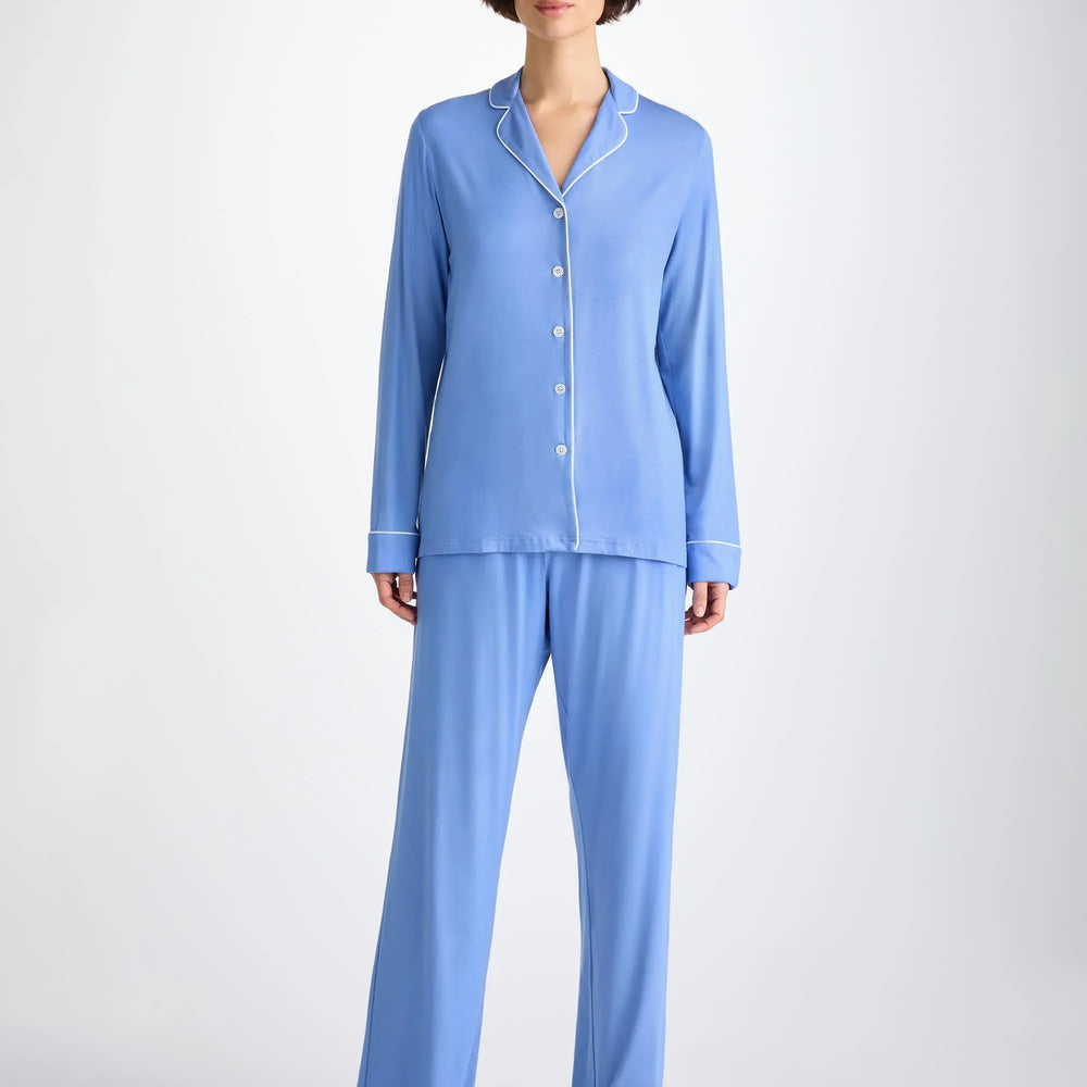 Derek Rose Women's Pyjamas Lara Micro Modal Stretch Cornflower Blue Derek Rose