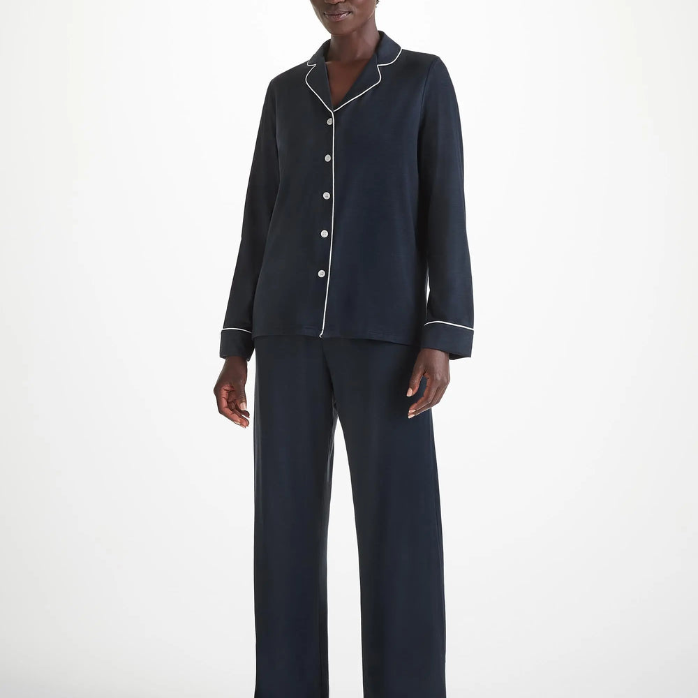 Derek Rose Women's Pyjamas Lara Micro Modal Stretch Navy Derek Rose