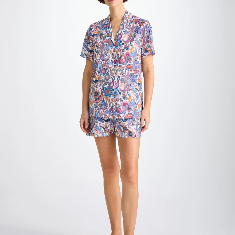 Derek Rose Women's Short Pyjamas Cotton Batiste Multi Jungle Paisley Print Derek Rose