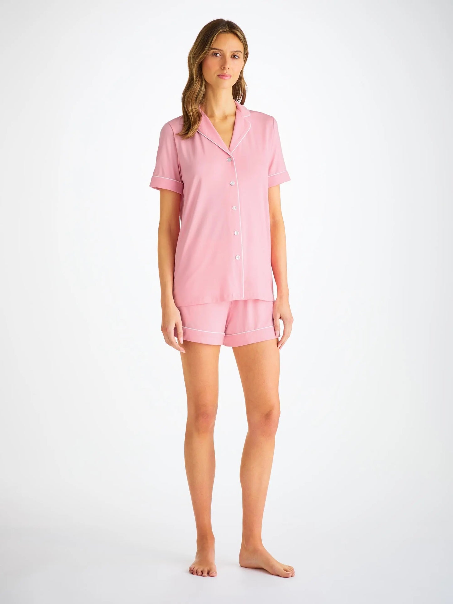 Derek Rose Women's Short Pyjamas Lara Micro Modal Stretch Ballet Pink Derek Rose