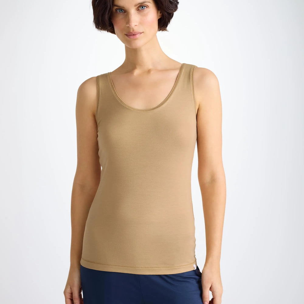 Derek Rose Women's Support Vest Lara Micro Modal Stretch Camel Derek Rose