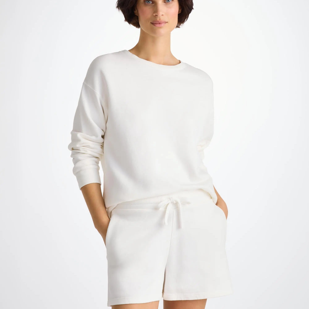 Derek Rose Women's Sweat Shorts Quinn Cotton Modal White Derek Rose