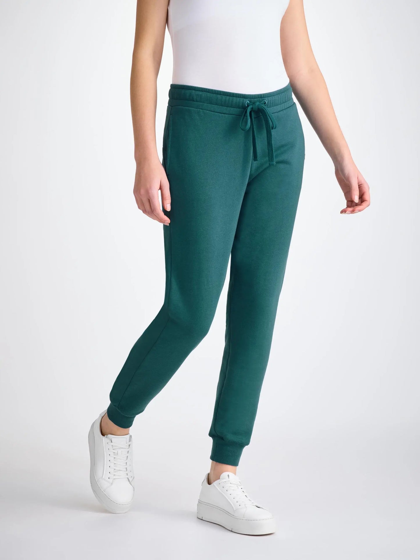 Derek Rose Women's Sweatpants Quinn Cotton Modal Pine Green Derek Rose