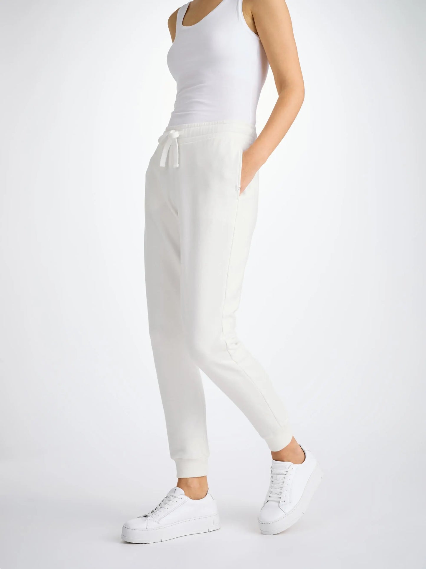 Derek Rose Women's Sweatpants Quinn Cotton Modal White Derek Rose