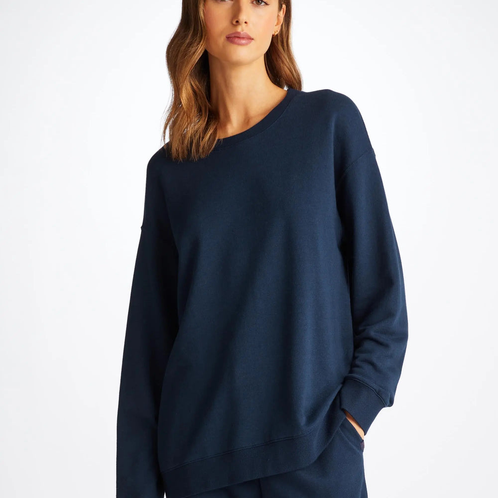 Derek Rose Women's Sweatshirt Quinn Cotton Modal Navy Derek Rose
