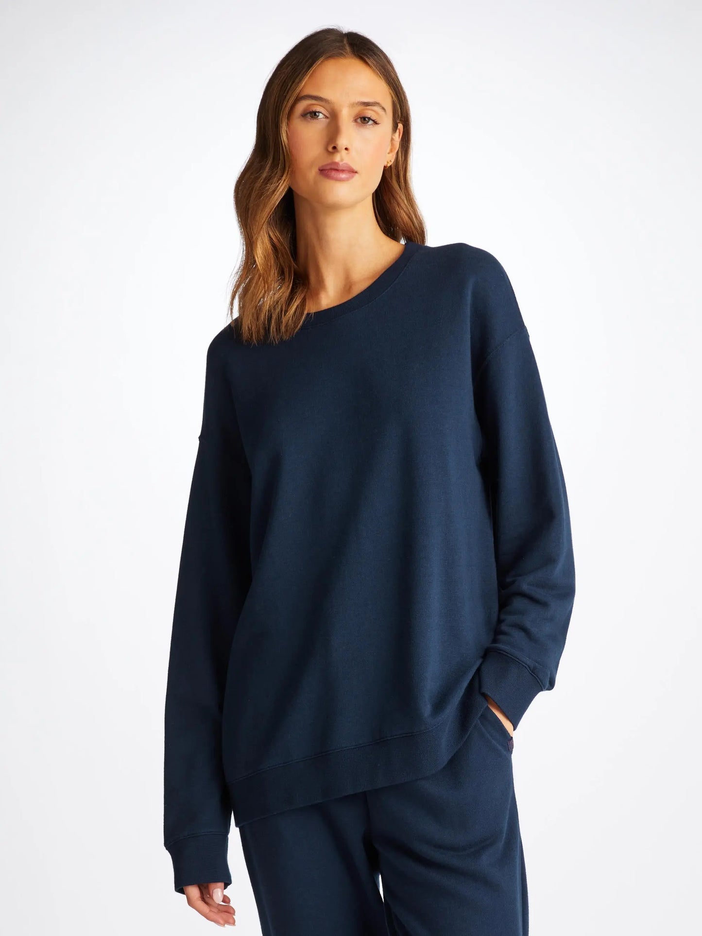Derek Rose Women's Sweatshirt Quinn Cotton Modal Navy Derek Rose