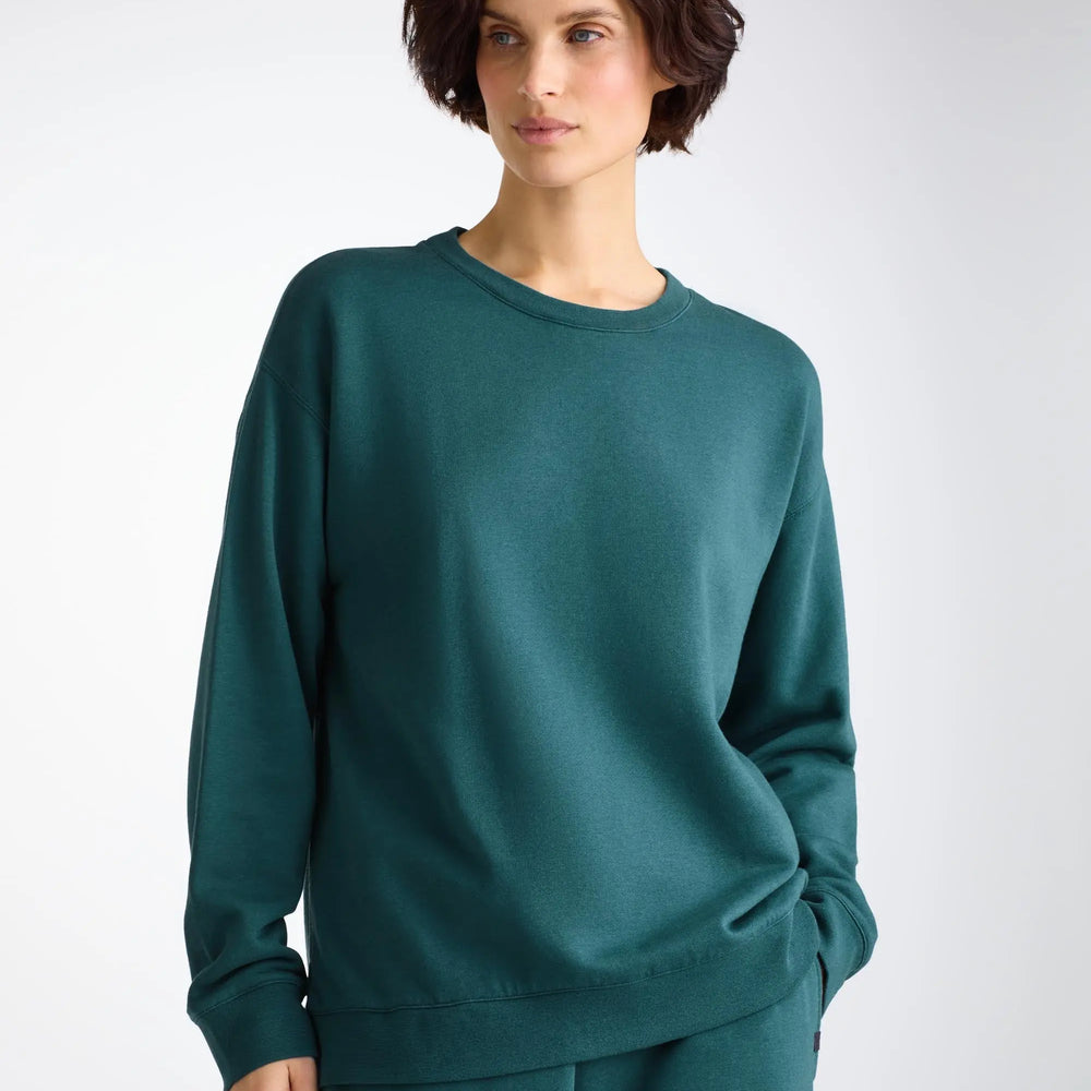 Derek Rose Women's Sweatshirt Quinn Cotton Modal Pine Green Derek Rose