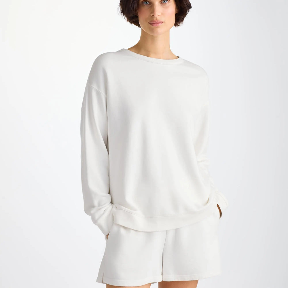 Derek Rose Women's Sweatshirt Quinn Cotton Modal White Derek Rose