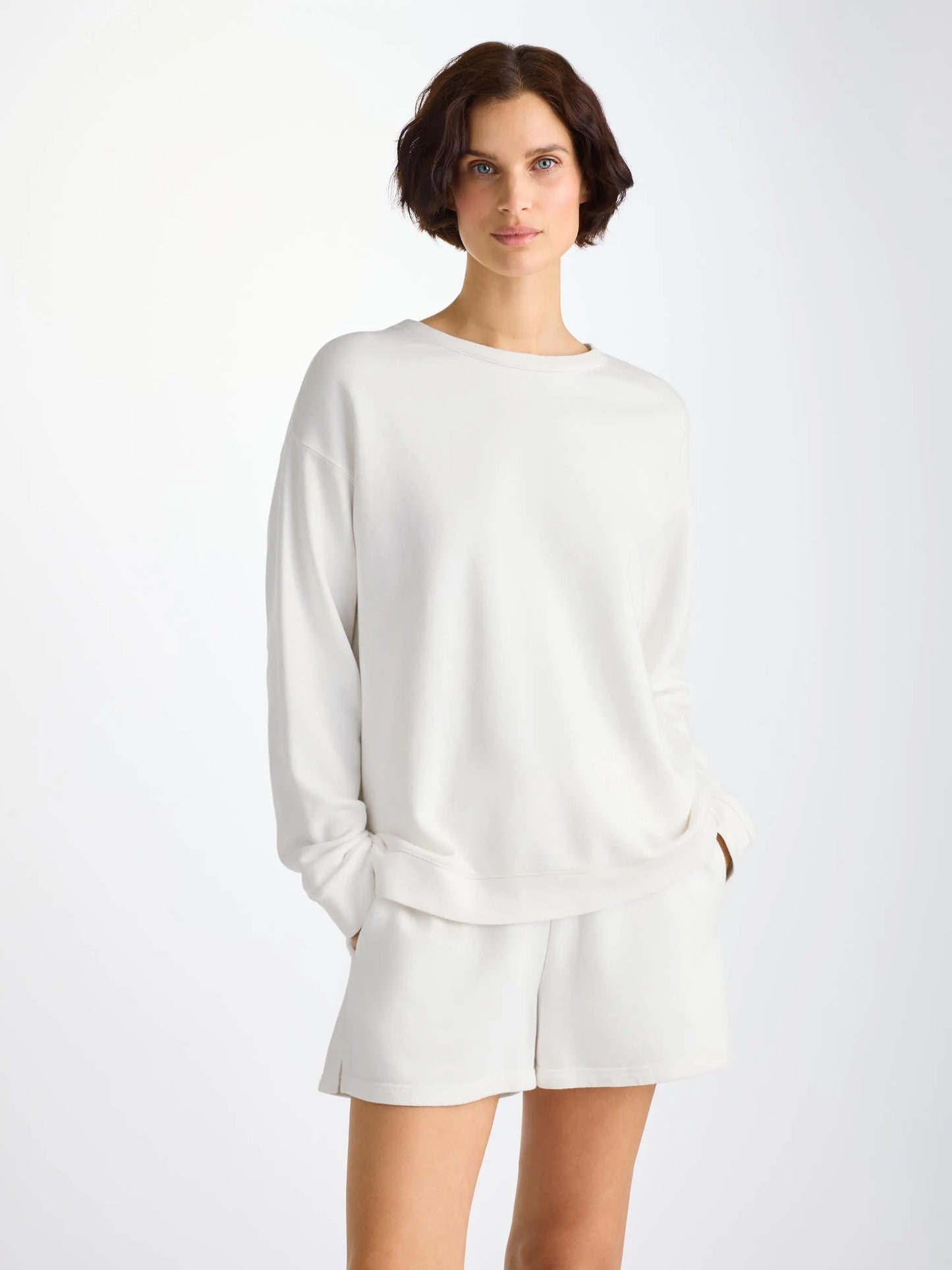 Derek Rose Women's Sweatshirt Quinn Cotton Modal White Derek Rose