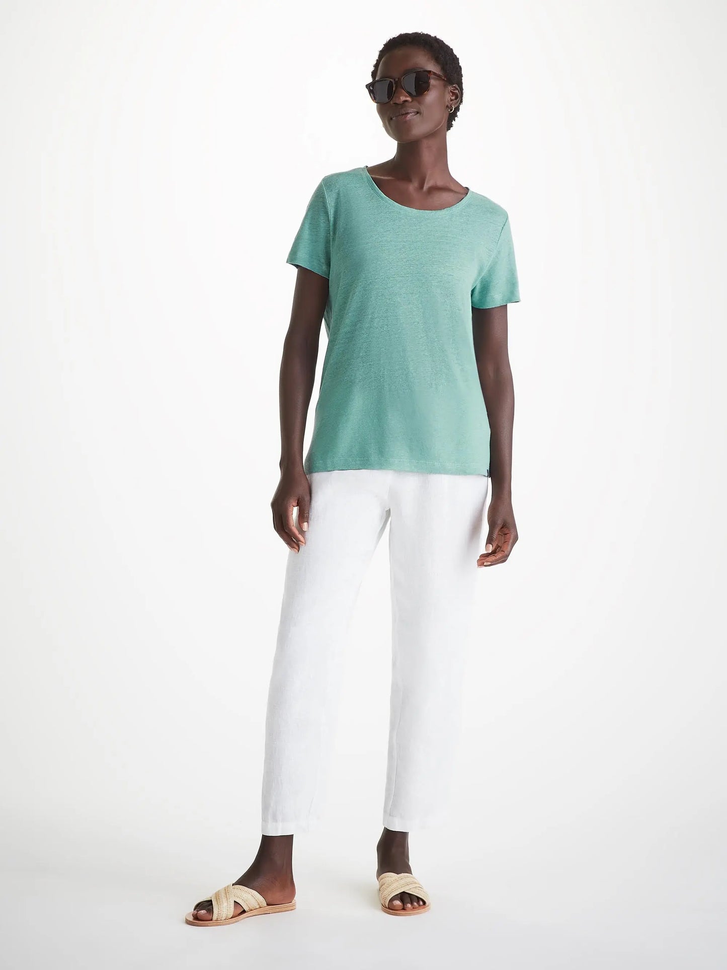 Derek Rose Women's T-Shirt Jordan Linen Soft Aqua Derek Rose