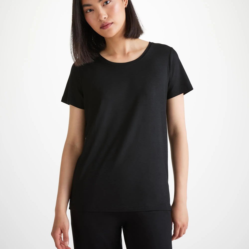 Derek Rose Women's T-Shirt Lara Micro Modal Stretch Black Derek Rose