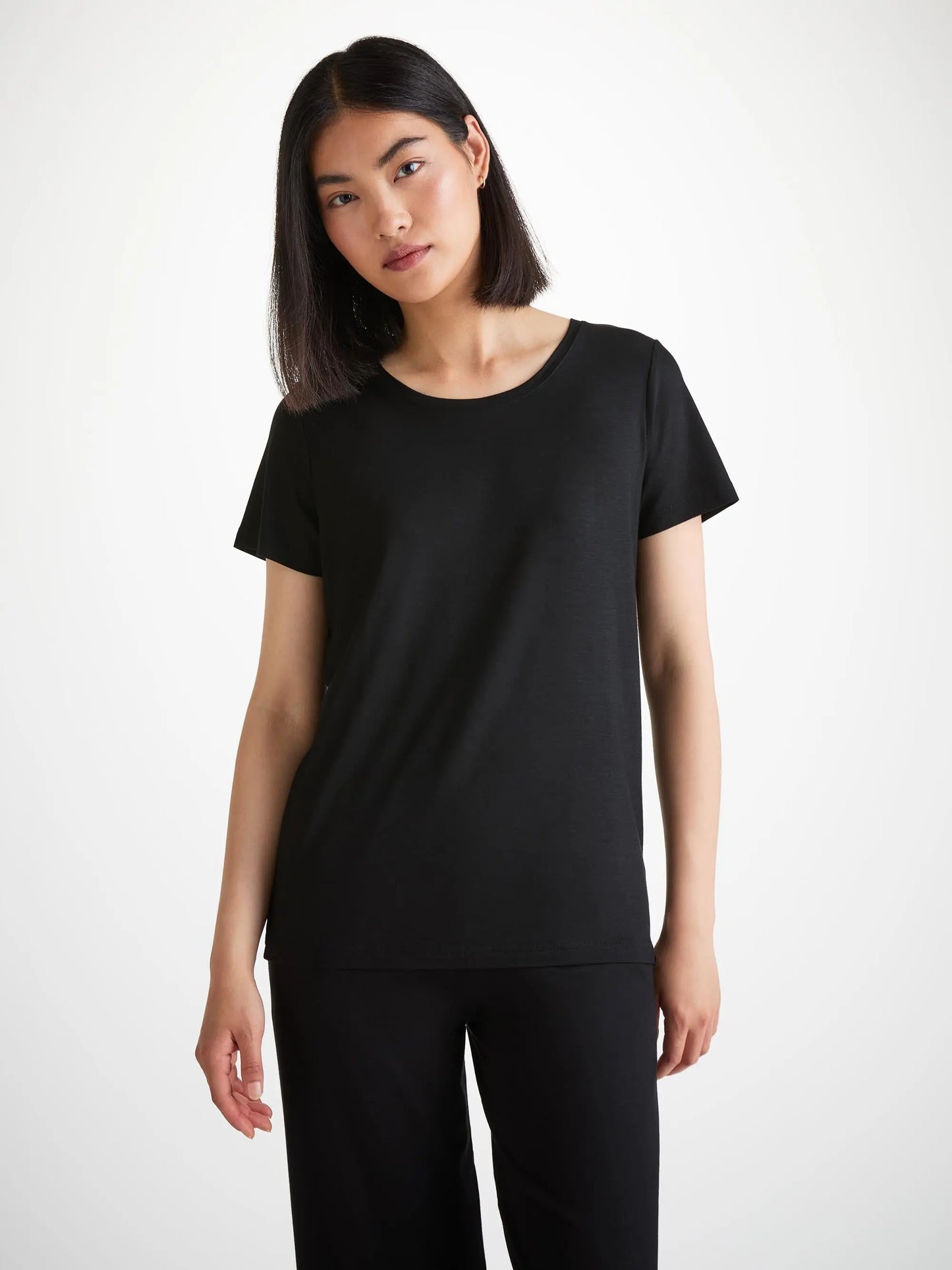 Derek Rose Women's T-Shirt Lara Micro Modal Stretch Black Derek Rose
