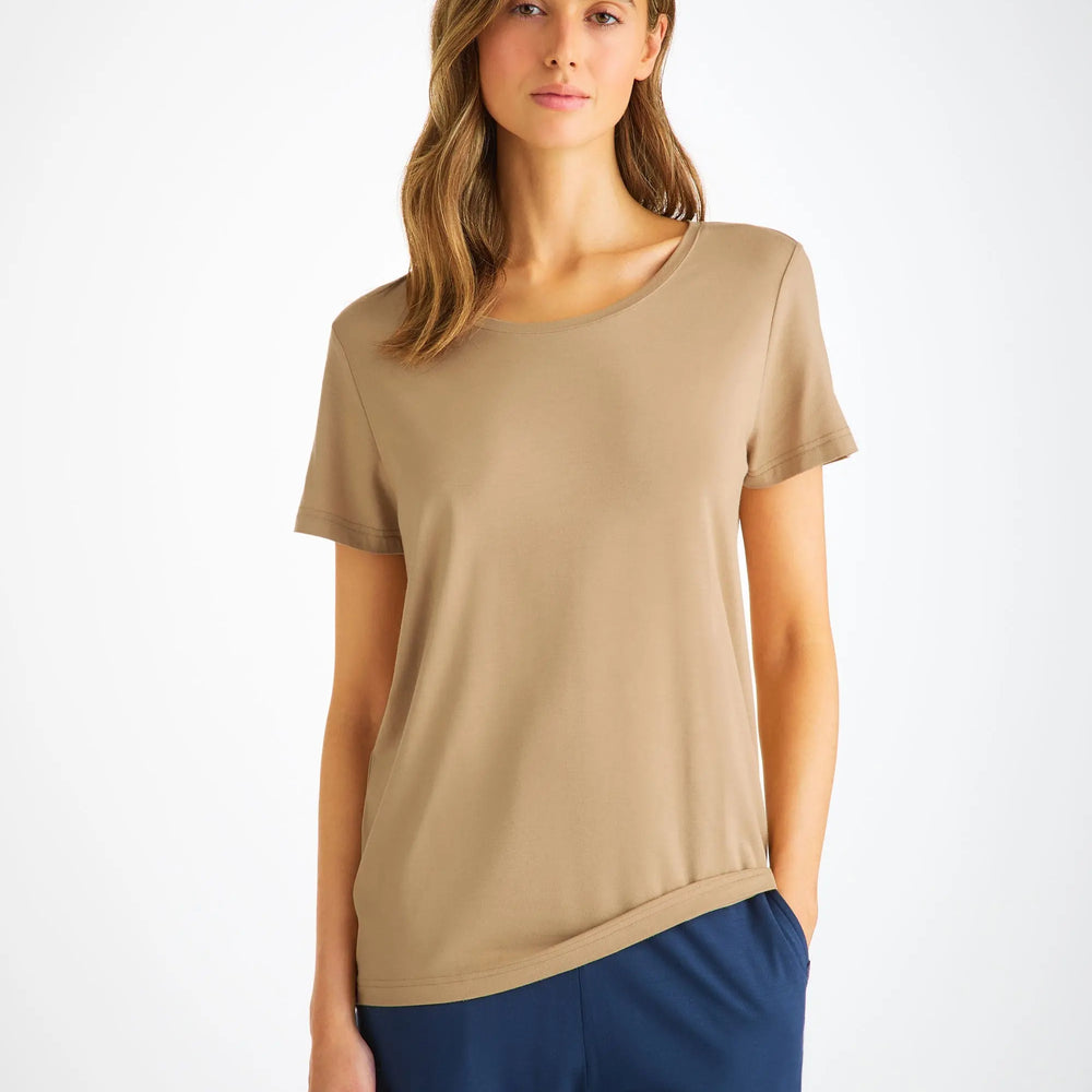 Derek Rose Women's T-Shirt Lara Micro Modal Stretch Camel Derek Rose