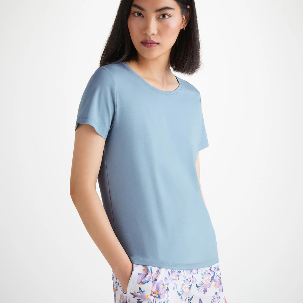 Derek Rose Women's T-Shirt Lara Micro Modal Stretch Cloud Blue Derek Rose