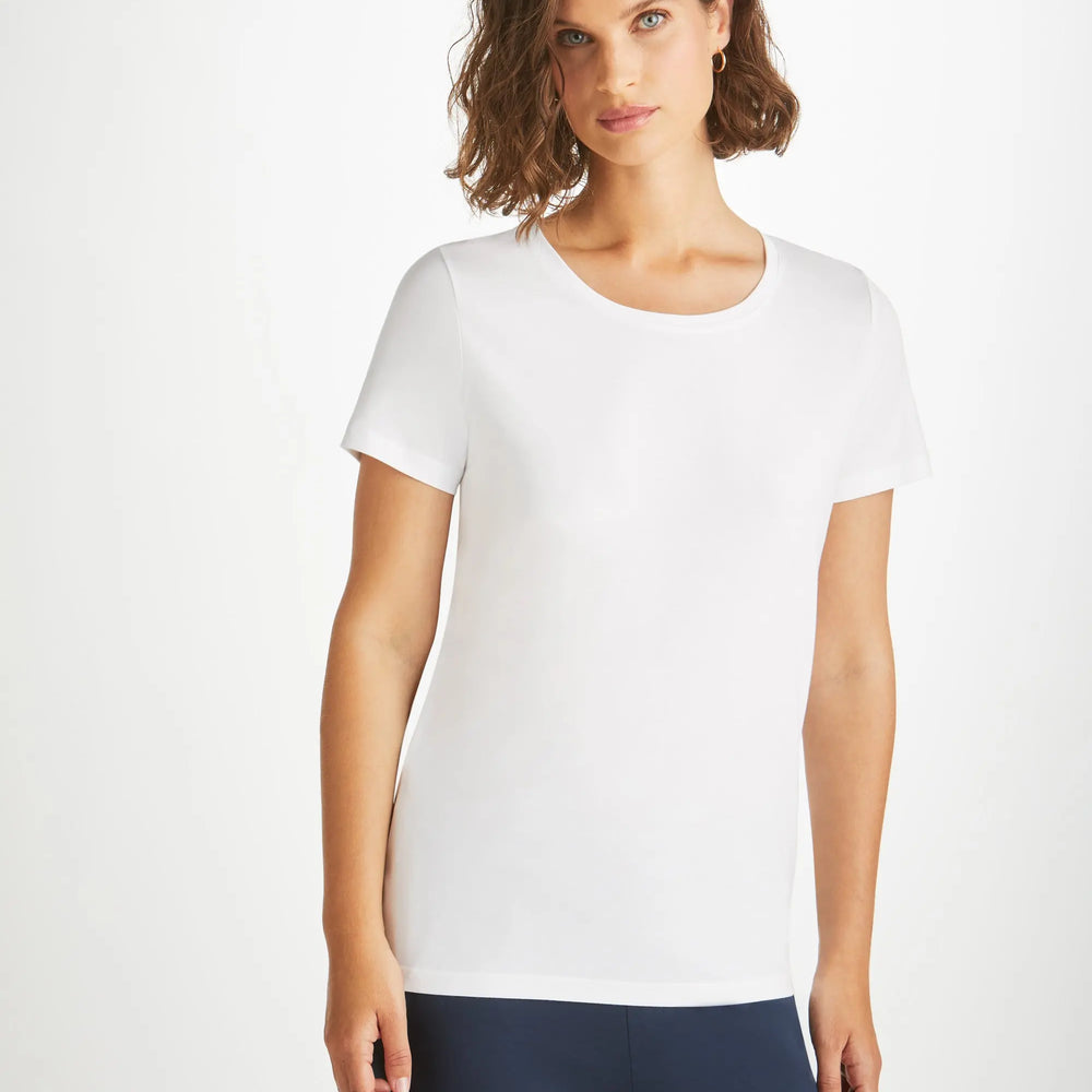 Derek Rose Women's T-Shirt Lara Micro Modal Stretch White Derek Rose