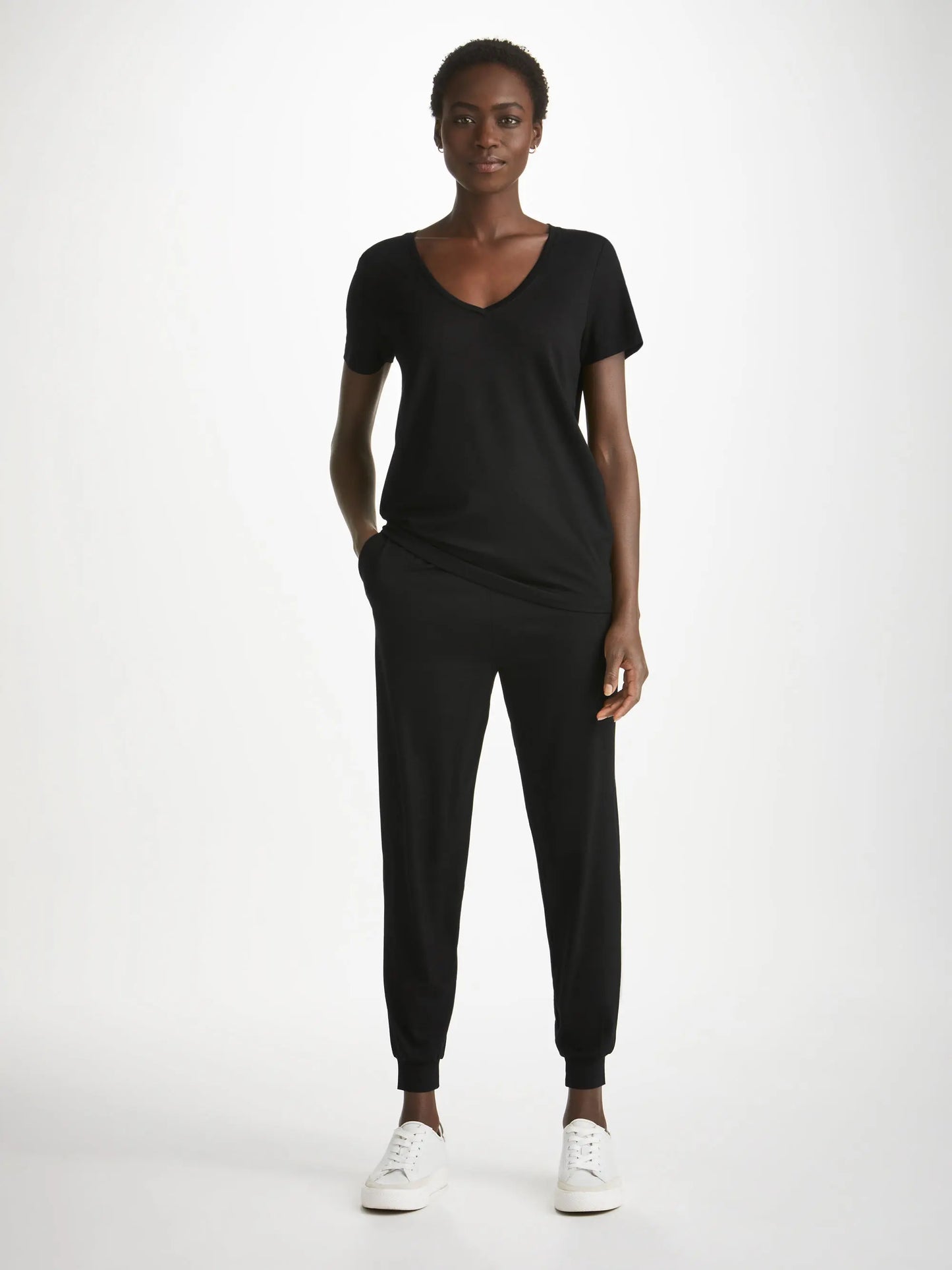 Derek Rose Women's Track Pants Basel Micro Modal Stretch Black Derek Rose