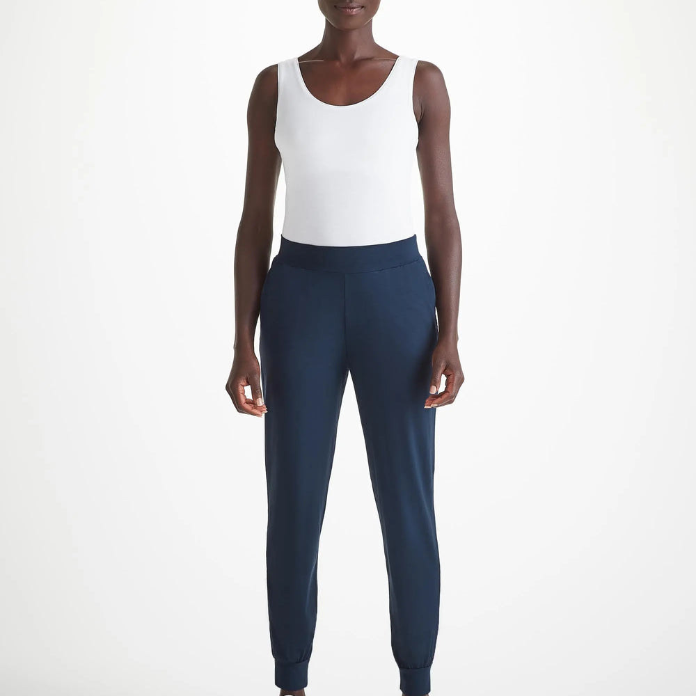 Derek Rose Women's Track Pants Basel Micro Modal Stretch Navy Derek Rose