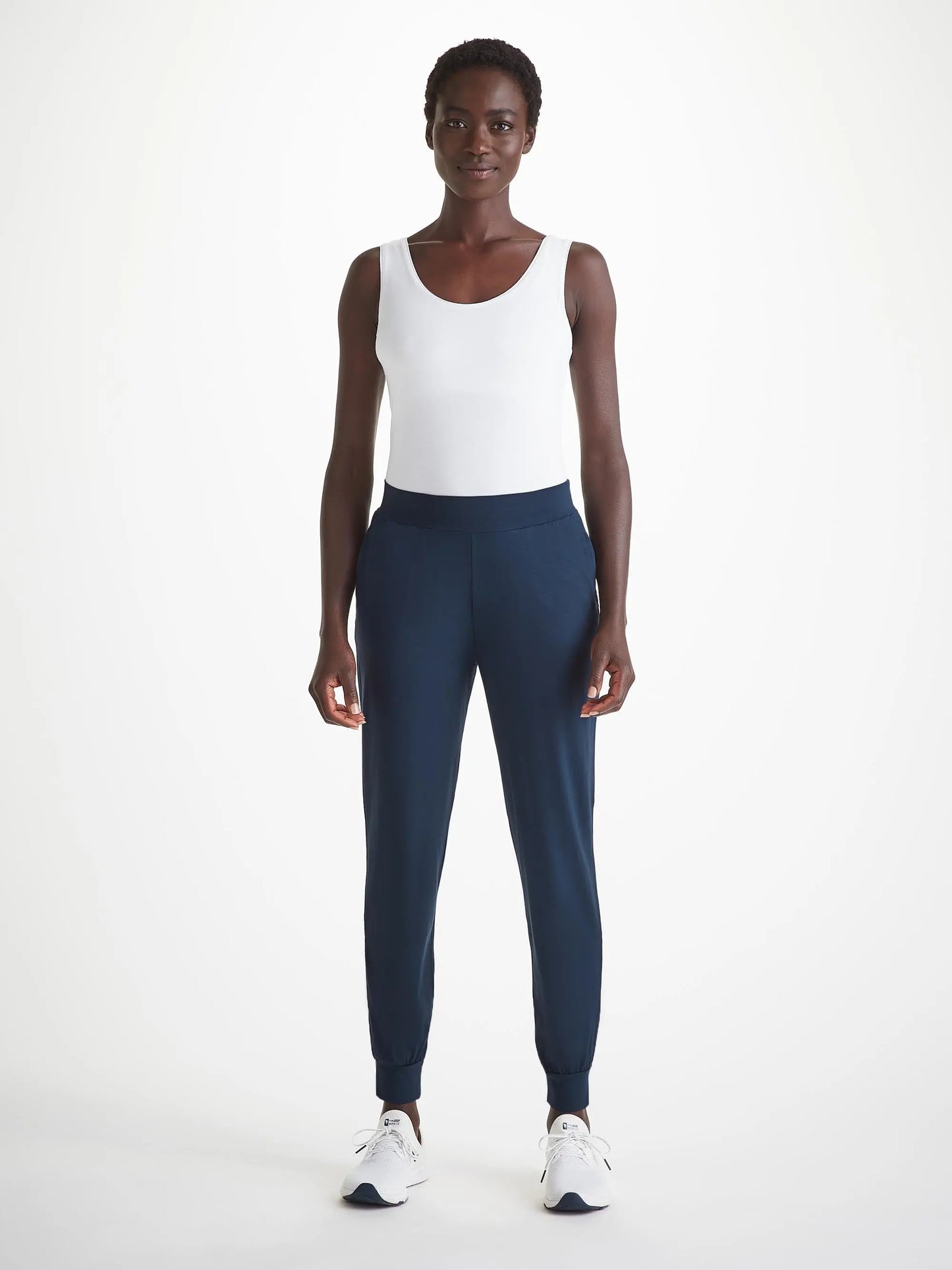 Derek Rose Women's Track Pants Basel Micro Modal Stretch Navy Derek Rose