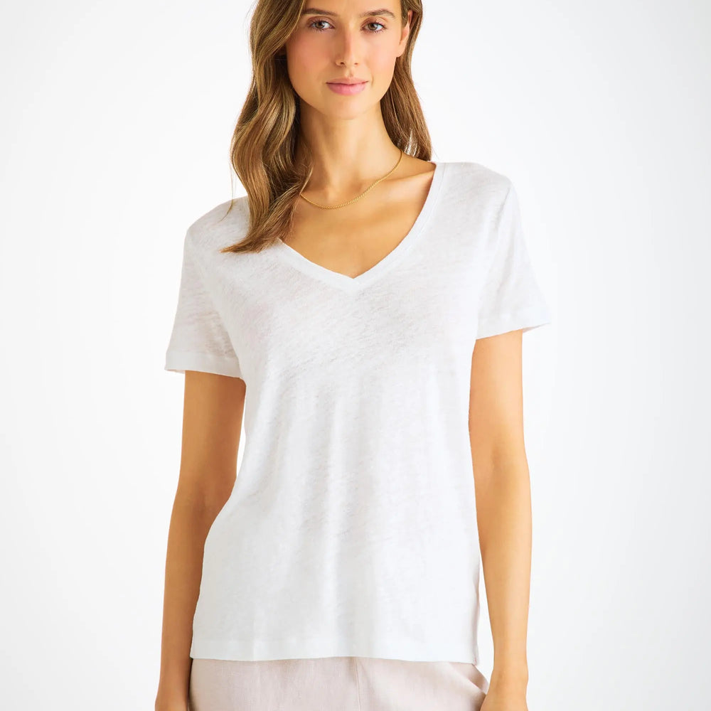 Derek Rose Women's V-Neck T-Shirt Jordan Linen White Derek Rose