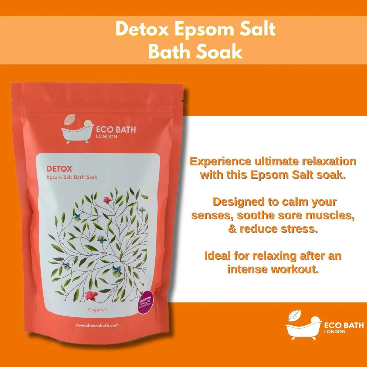 Detox Epsom Salt Bath Soak - Pouch | 500g & 1000g Eco Bath London