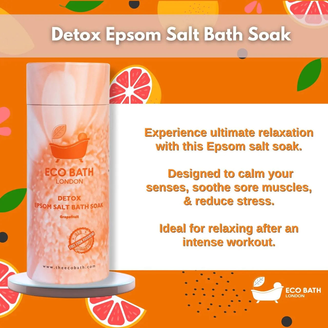 Detox Epsom Salt Bath Soak - Tube Eco Bath London
