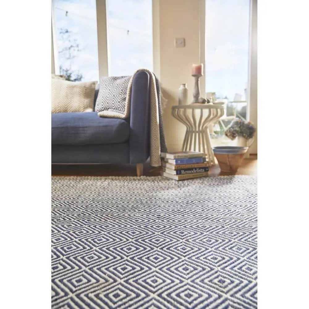 Diamond Navy Hand-woven Rug The Rugs