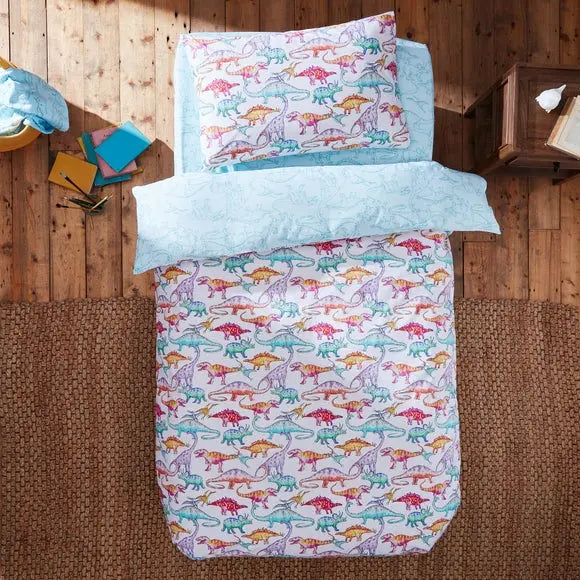 Dinosaurs Gallery Duvet Cover and Pillowcase Set Dunelm
