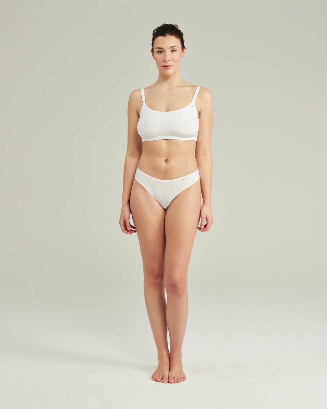 The Stretch Dipped Thong - Cotton White Nudea