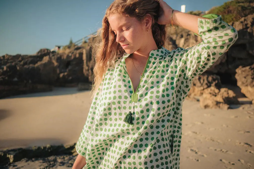 Disha Green Polka Dot Tunic Naree Clothing