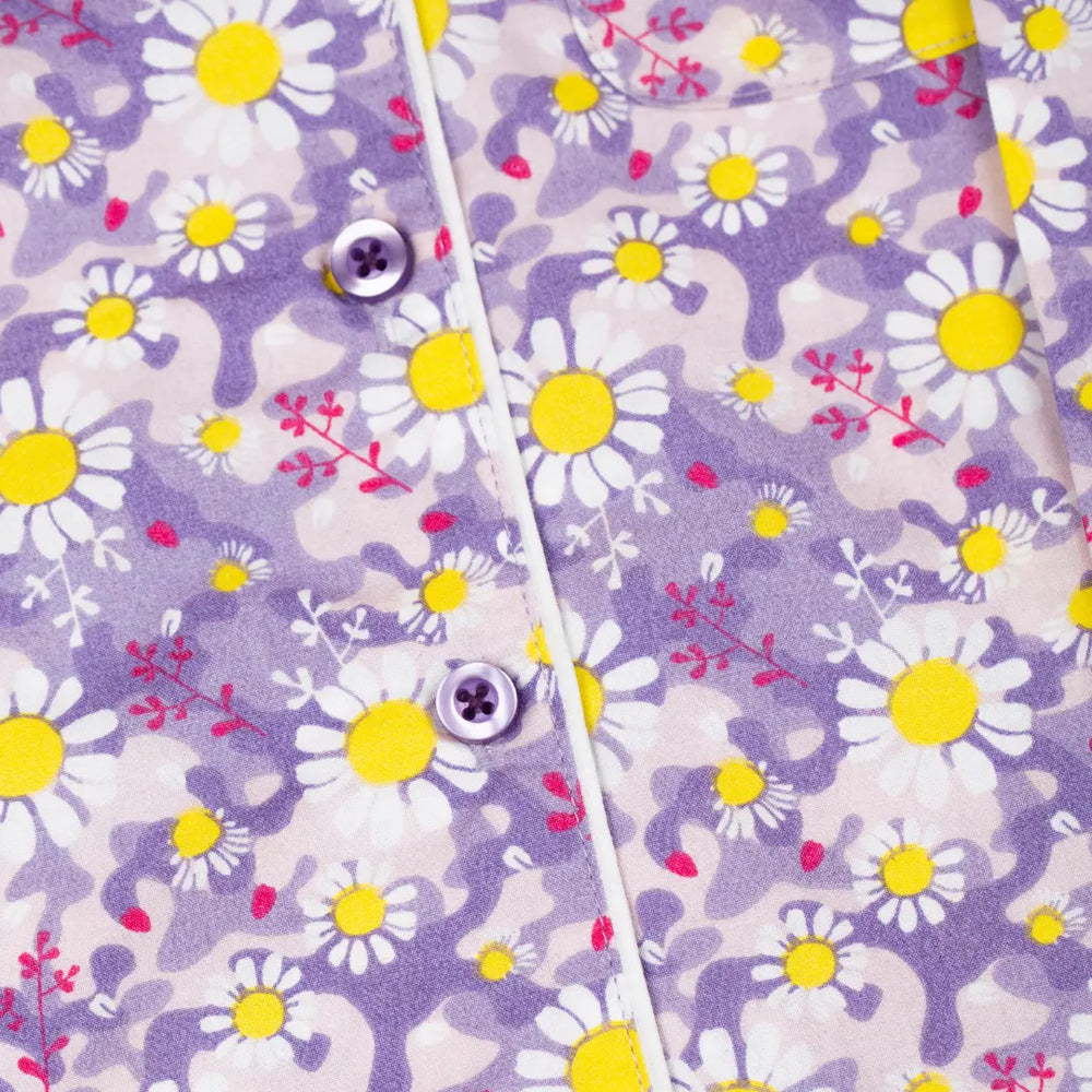 Dizzy Daisy Print Girls Button Up Pyjamas Luca and Rosa