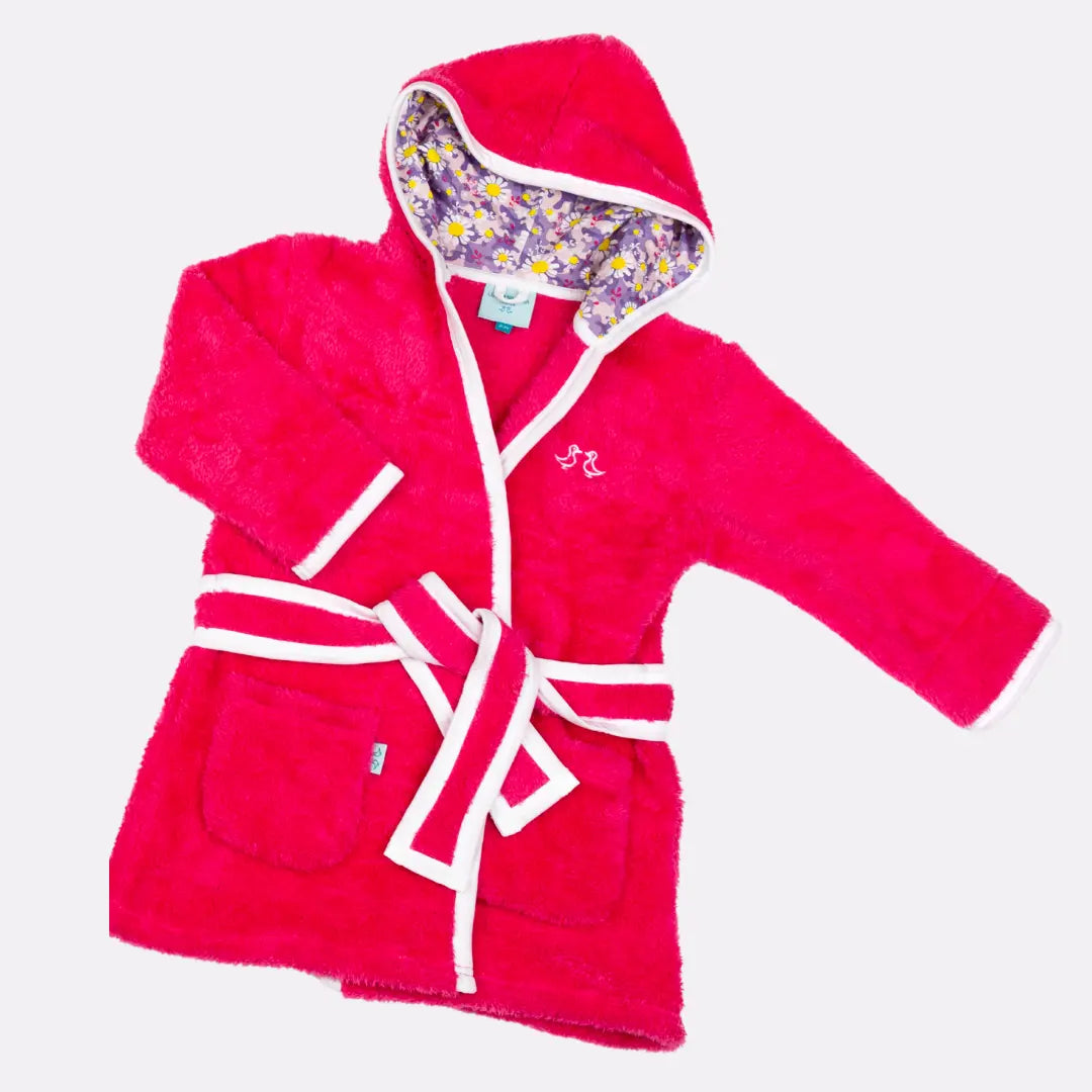 Dizzy Daisy Print Pink Girls Dressing Gown Luca and Rosa