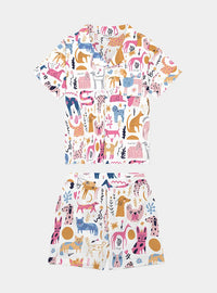 Dog Print Kid's Organic Cotton Pyjama Short Set Myza