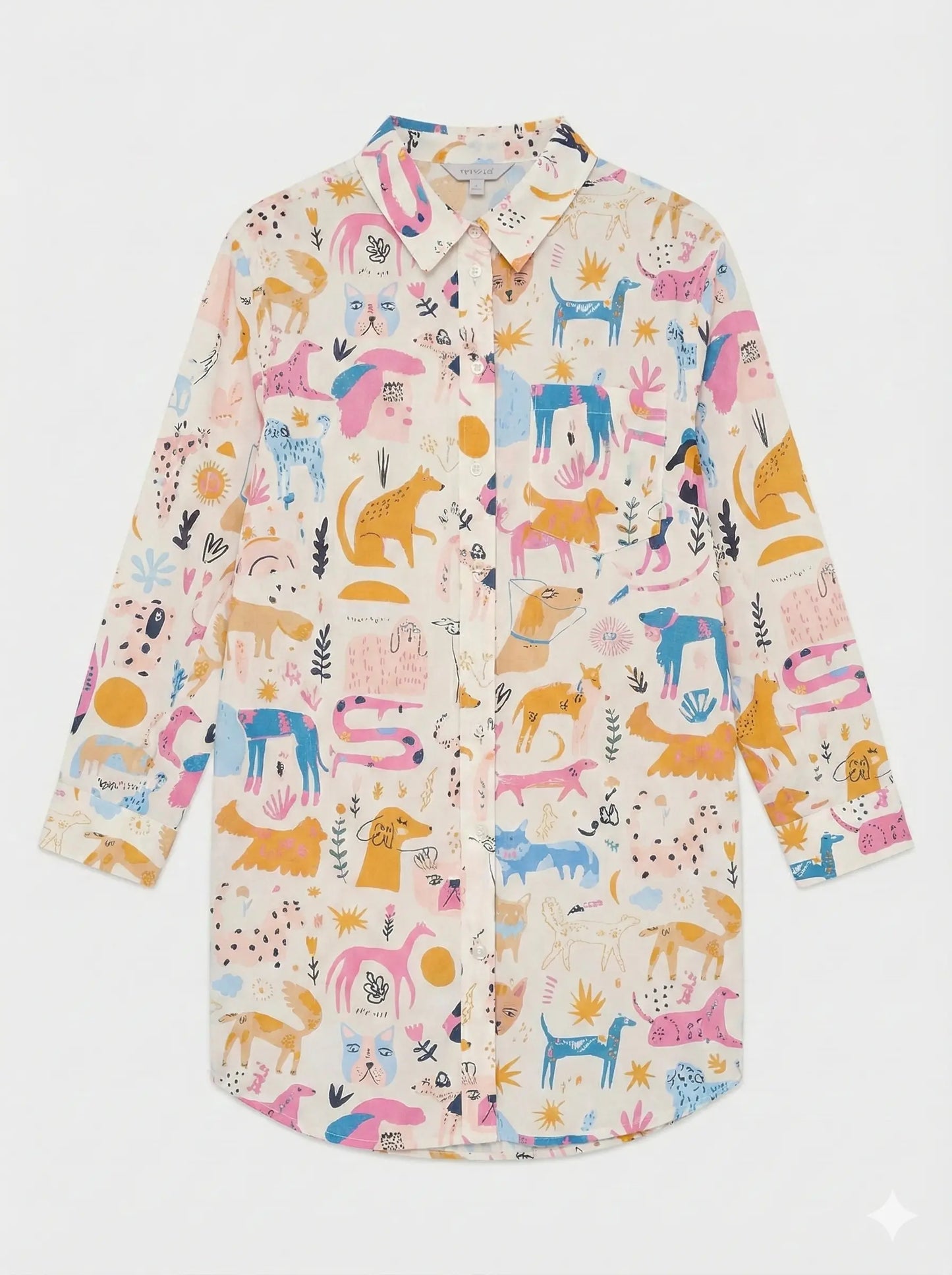 Dog Print Women's Organic Cotton Nightshirt Myza