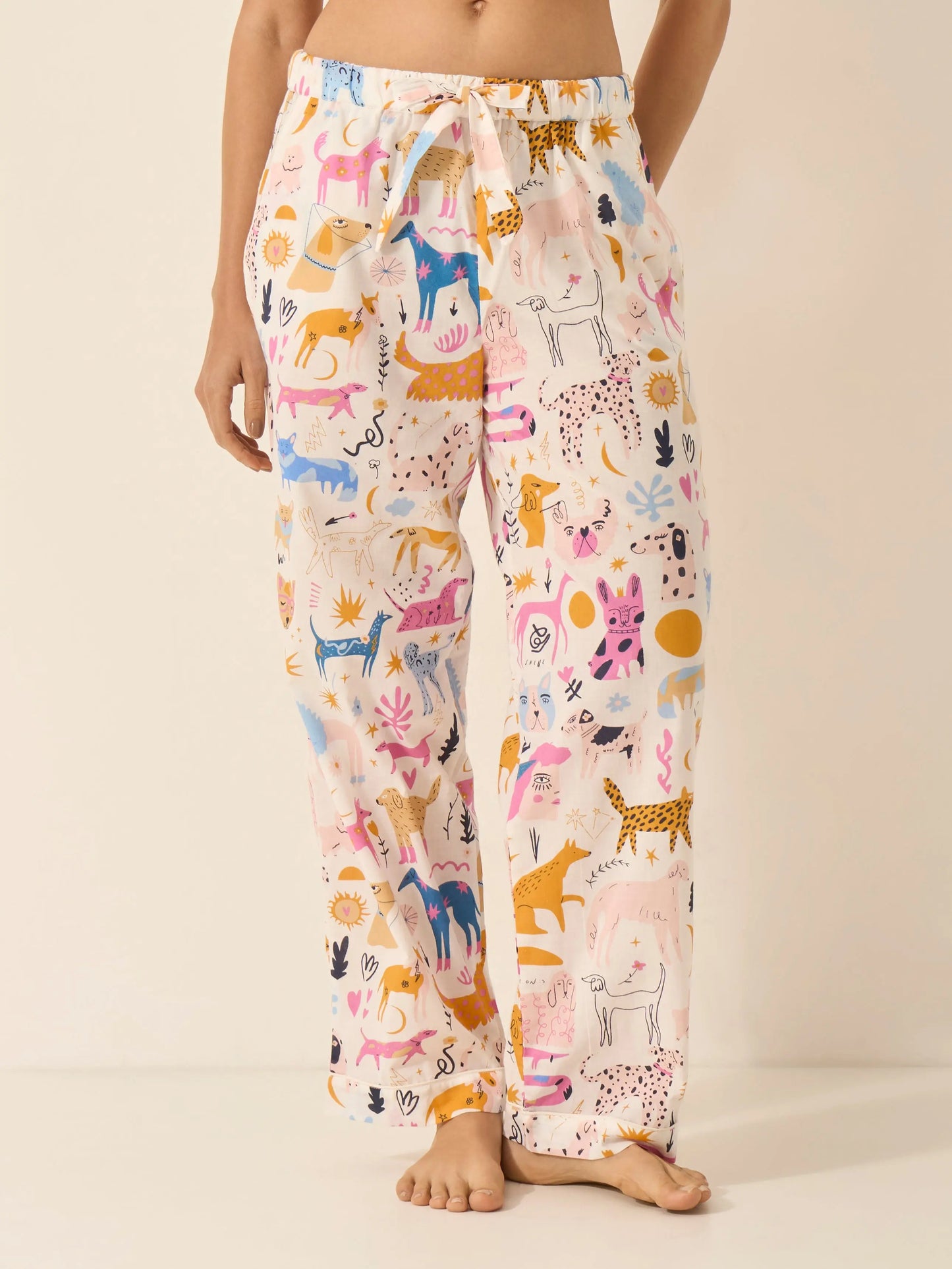 Dog Print Women's Organic Cotton Pyjama Trouser Myza