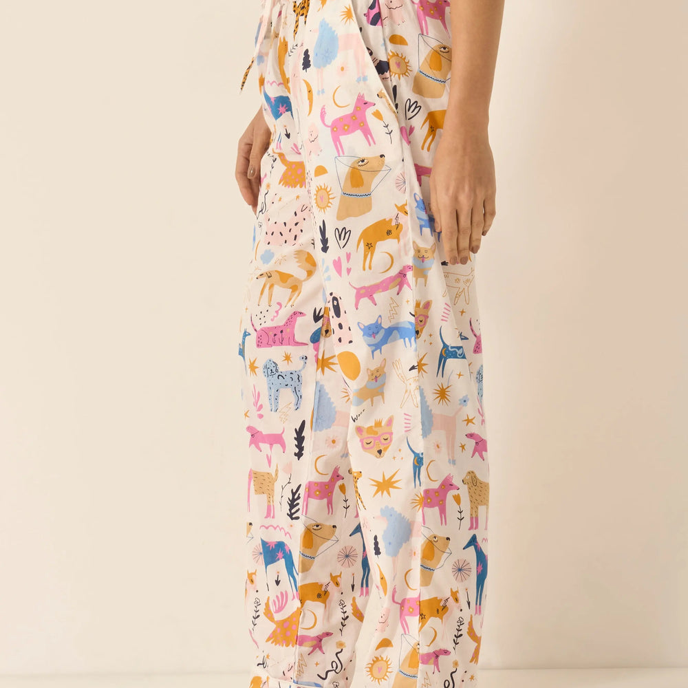 Dog Print Women's Organic Cotton Pyjama Trouser Myza