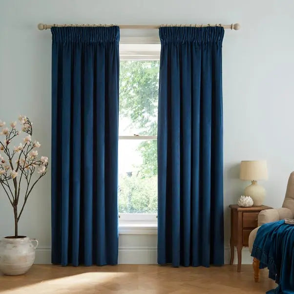 Dorma Burford Blackout Velvet Pencil Pleat Curtains Dunelm