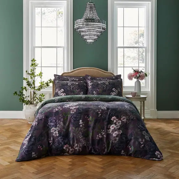 Dorma Giverny Damson Duvet Cover and Pillowcase Set Dunelm