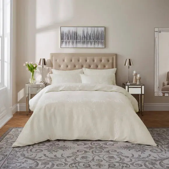 Dorma Luxe Wisteria Ivory Duvet Cover and Pillowcase Set Dunelm