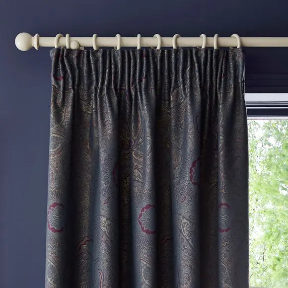 Dorma Paisley Jacquard Blackout Pencil Pleat Curtains Dunelm