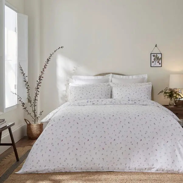 Dorma Wildflower Mauve Cotton Duvet Cover and Pillowcase Set Dunelm