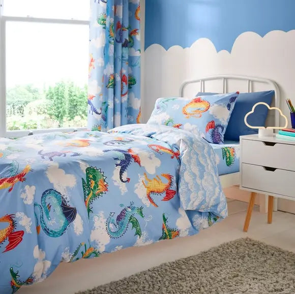 Dragons 100% Cotton Reversible Duvet Cover and Pillowcase Set Dunelm