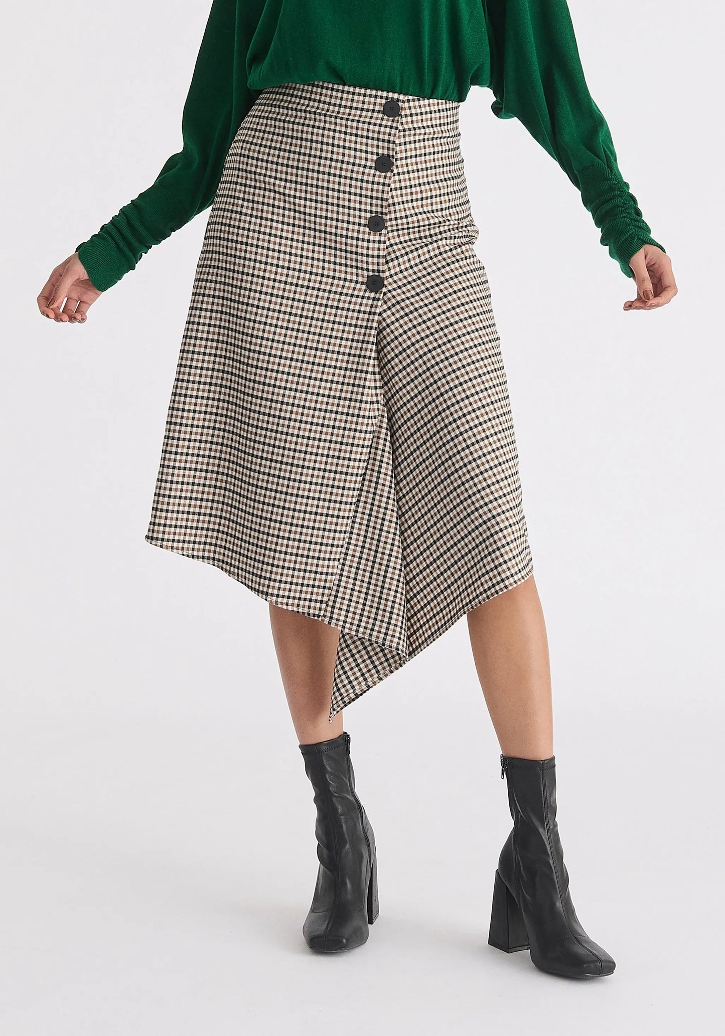 Draped Check Skirt Paisie