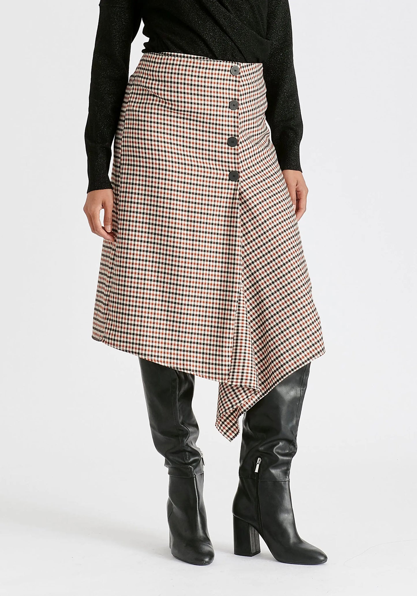 Draped Check Skirt Paisie