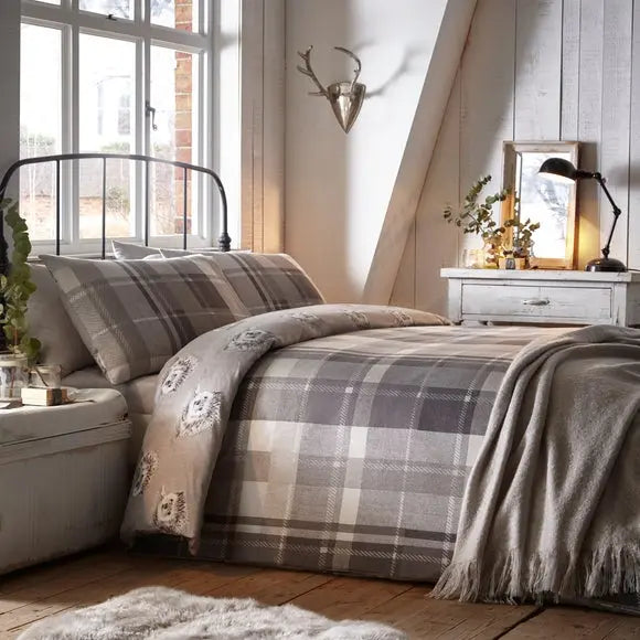 Dream and Drapes Colville Check Brushed Cotton Reversible Duvet Cover & Pillowcase Set Dunelm
