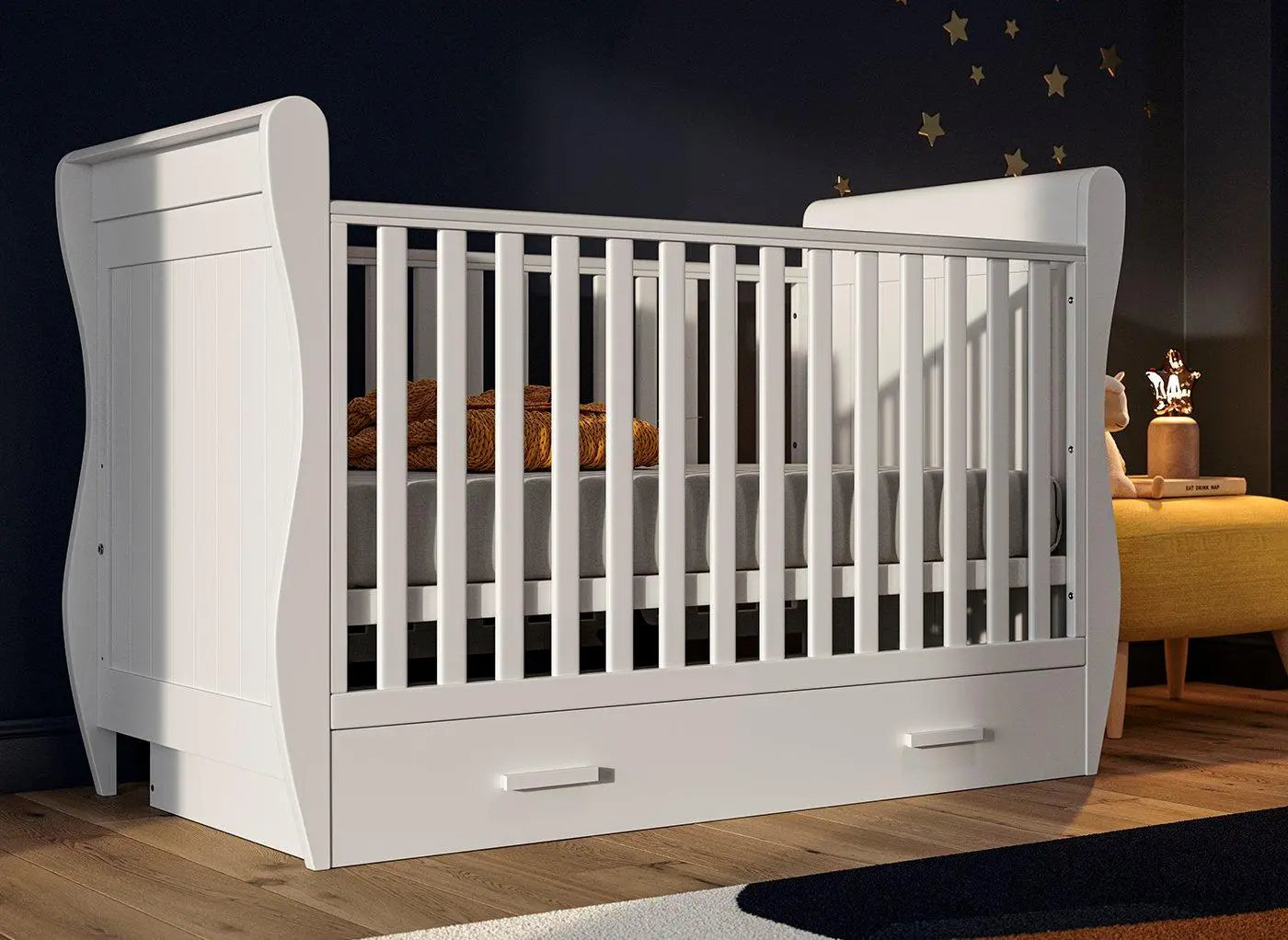 Dreams Wooden Sleigh Cot Bed - White Dreams
