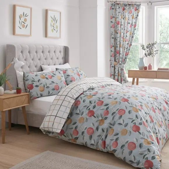 Dreams n Drapes Botanical Fruits Reversible Duvet Cover and Pillowcase Set Dunelm