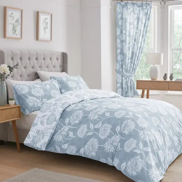 Dreams n Drapes Chrysanthemum Reversible Duvet Cover and Pillowcase Set Dunelm